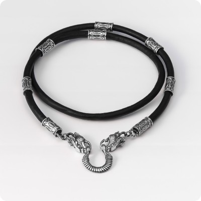 Кожаный шнур с головой орла - Серебряный Орёл