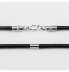 Кожаный шнур с серебряными вставками